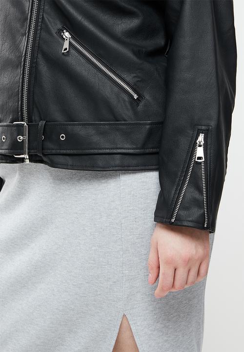 Missguided - Plus size boyfriend biker jacket - black