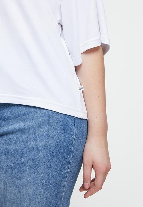 Me&B - Plus oversized viscose fleece tee - white