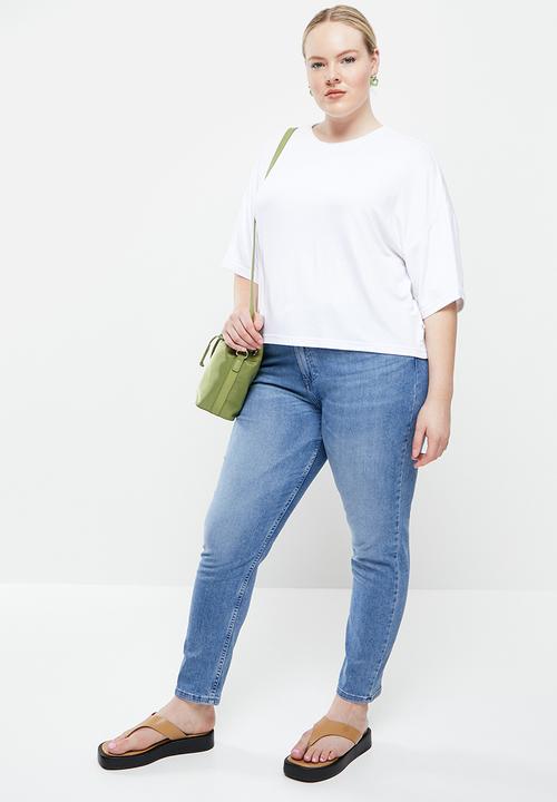 Me&B - Plus oversized viscose fleece tee - white