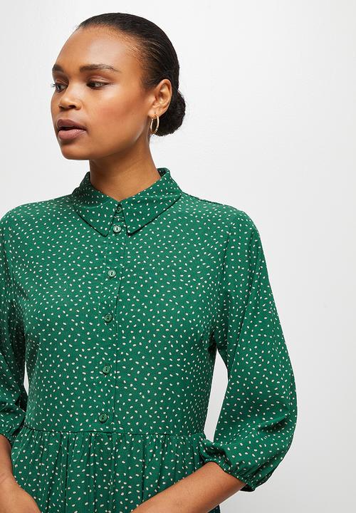 edit - Tiered shirt midi - dark green spot