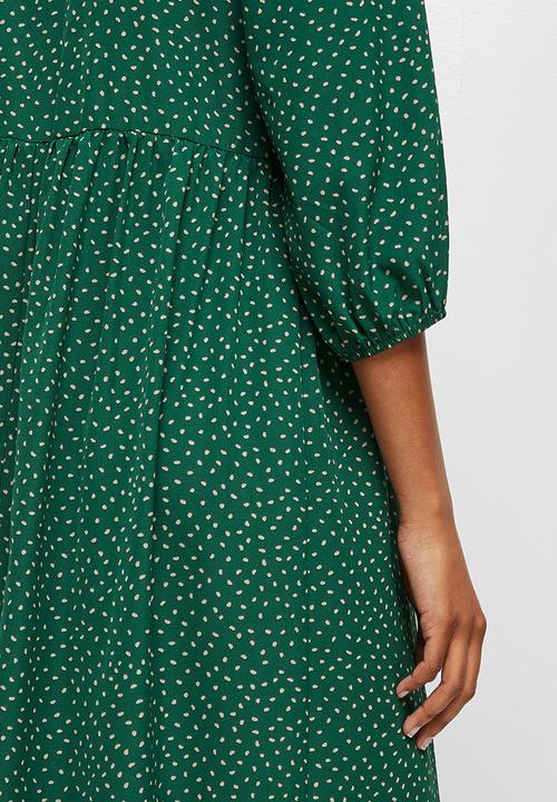 edit - Tiered shirt midi - dark green spot