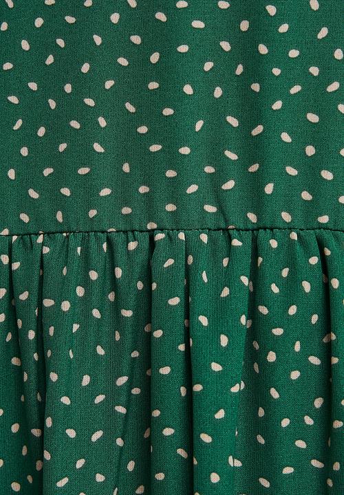 edit - Tiered shirt midi - dark green spot