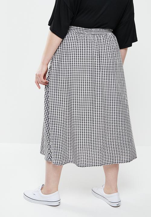 Me&B - Plus button throguh a-line skirt - black/white gingham