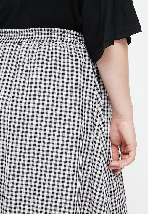 Me&B - Plus button throguh a-line skirt - black/white gingham