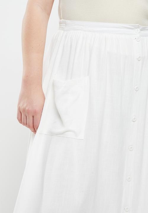 Me&B - Plus button throguh a-line skirt - white
