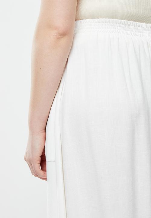 Me&B - Plus button throguh a-line skirt - white