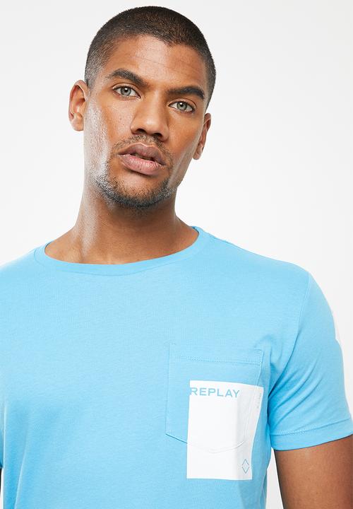 Replay - Replay chest print tee - blue