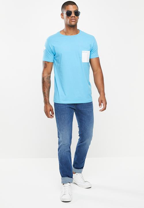 Replay - Replay chest print tee - blue