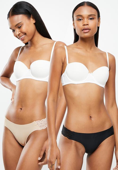 Cotton On - Party pants seamless g string 3 pack - black/ frappe/ cream