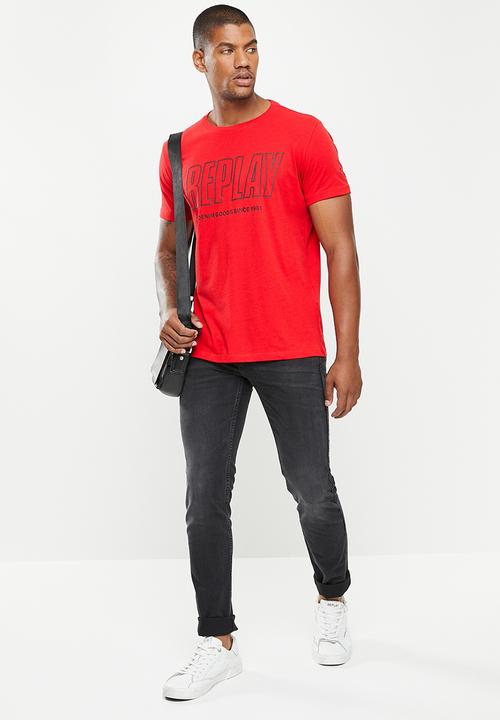 Replay - Bold print tee - red