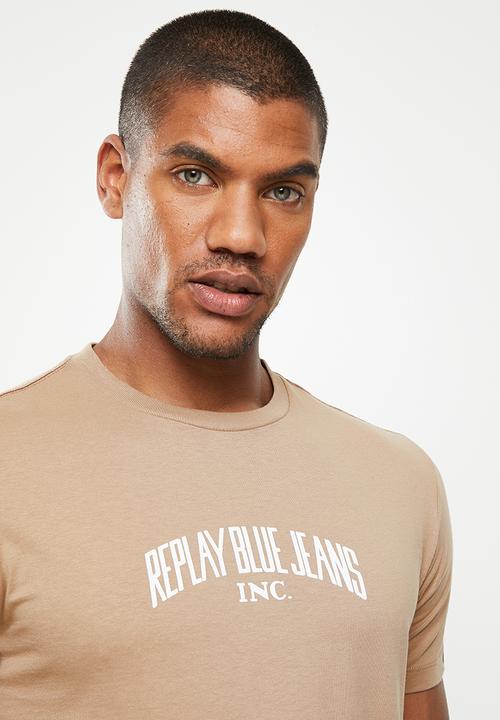 Replay - Centre chest print tee - beige