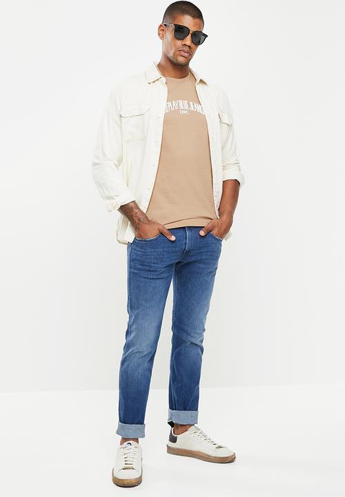 Replay - Centre chest print tee - beige