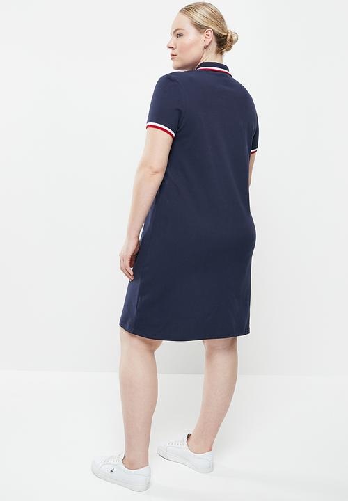 POLO - Plus leigh short sleeve stretch golfer dress - navy