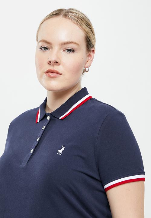 POLO - Plus leigh short sleeve stretch golfer dress - navy