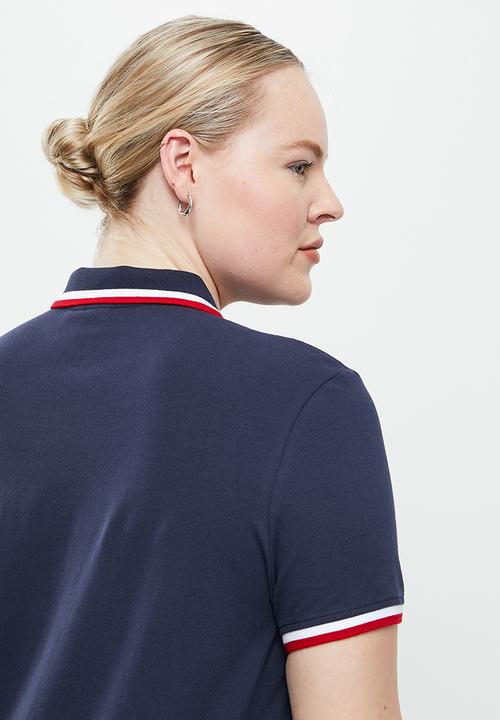 POLO - Plus leigh short sleeve stretch golfer dress - navy