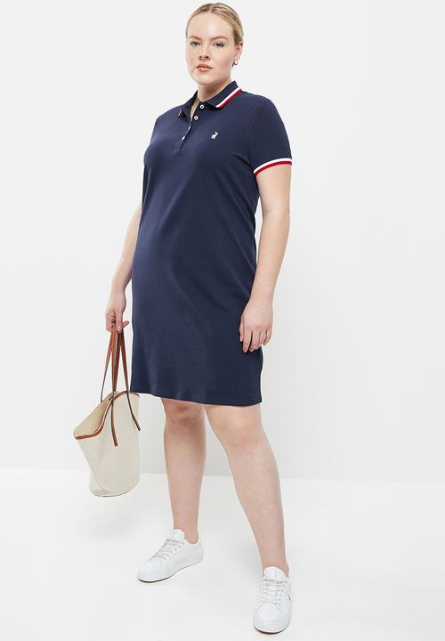 POLO - Plus leigh short sleeve stretch golfer dress - navy