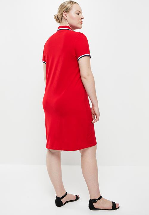 POLO - Plus leigh short sleeve stretch golfer dress - red