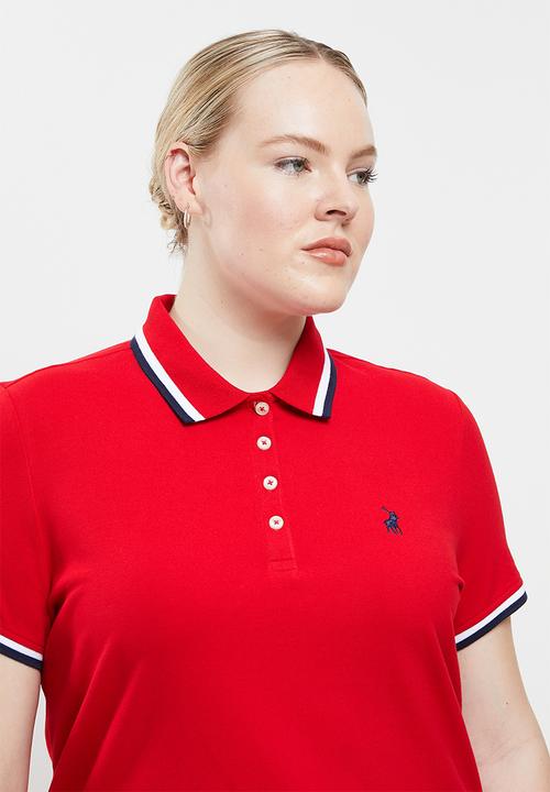 POLO - Plus leigh short sleeve stretch golfer dress - red