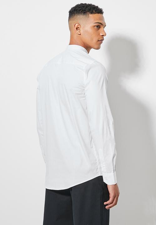Superbalist - Wu slim stretch mandarin shirt - white
