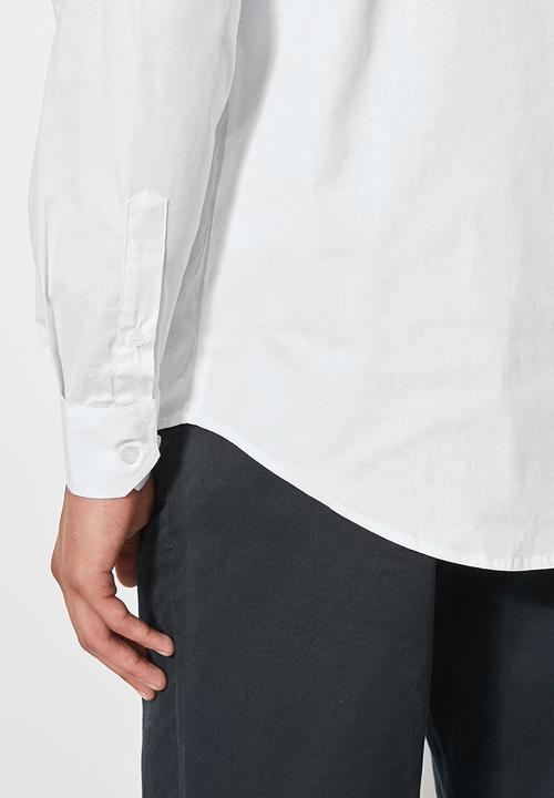 Superbalist - Wu slim stretch mandarin shirt - white