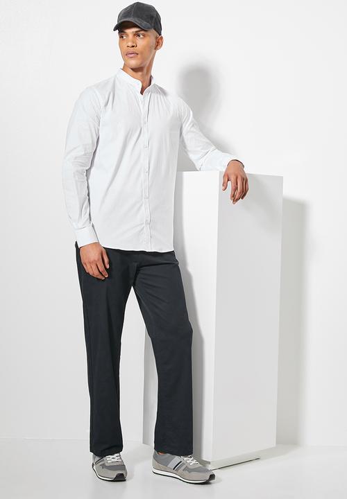 Superbalist - Wu slim stretch mandarin shirt - white