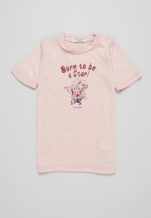 Sticky Fudge - Girls 2 pack branded tee - white & pink