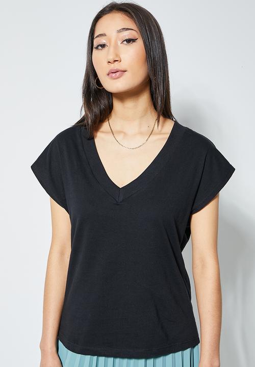 Superbalist - 2 Pack v-neck relaxed tee with grown on sleeve - black & white