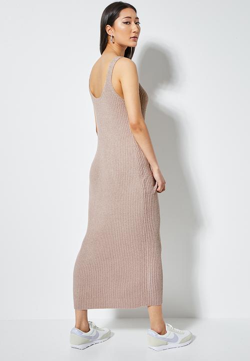 Superbalist - Lightweight knitwear tank dress - bark