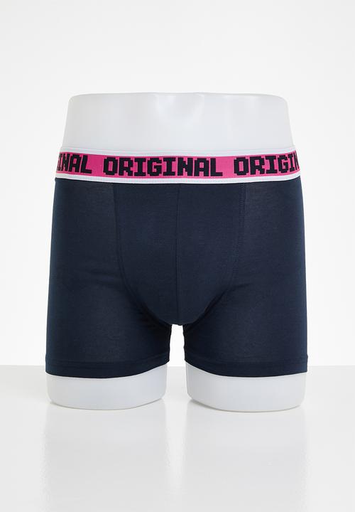 Original Penguin - 3 Pack mens penguin underwear retro op check - navy & pink