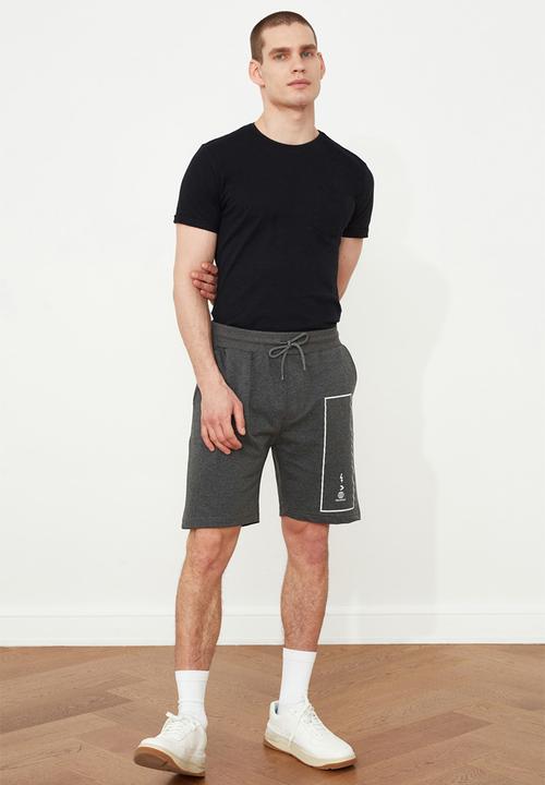 Trendyol - Leg print shorts - dark grey 