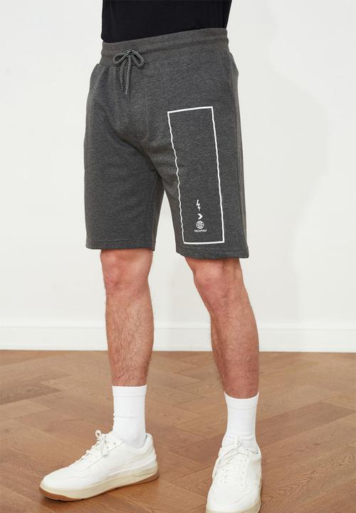 Trendyol - Leg print shorts - dark grey 