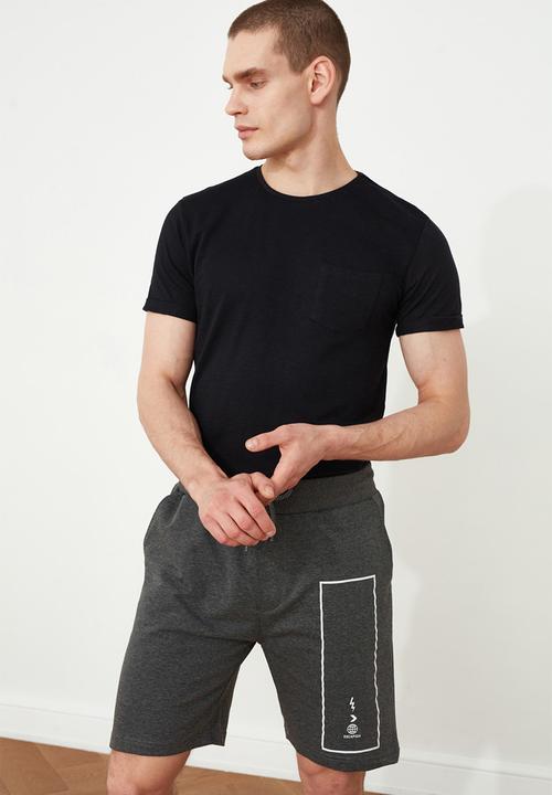 Trendyol - Leg print shorts - dark grey 