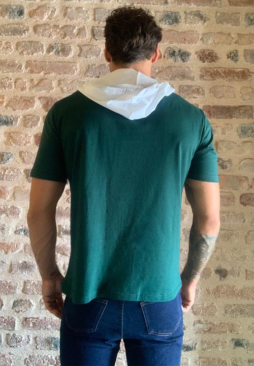 Trendyol - Contrast pocket hooded short sleeve tee - green