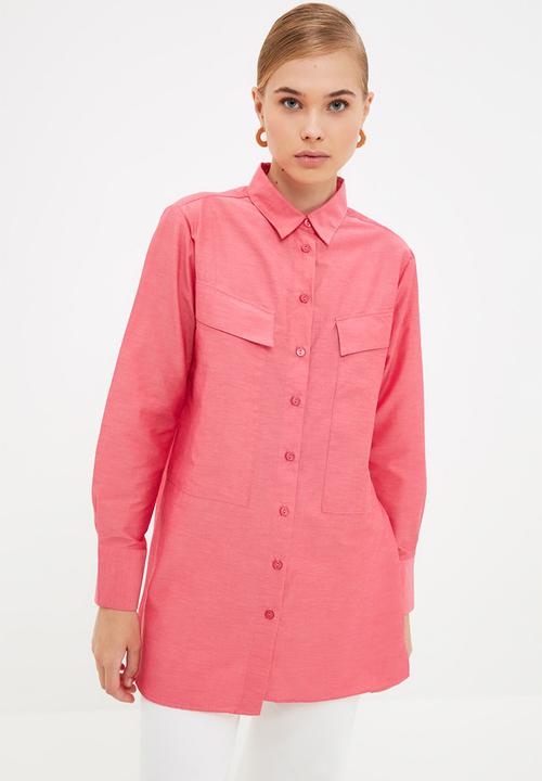 Trendyol - Collar tunic shirt - pink