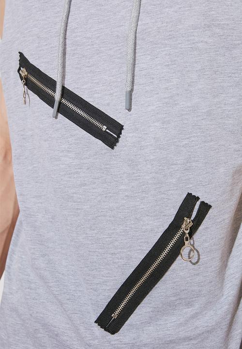 Trendyol - Zip detail sleeveless hooded top - grey
