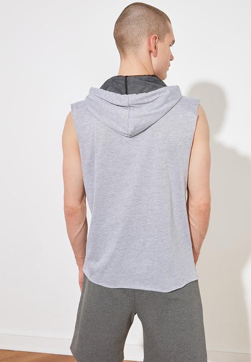 Trendyol - Zip detail sleeveless hooded top - grey