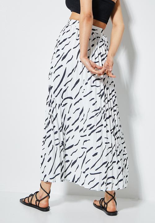 Superbalist - Long midi pleated skirt - white & black 
