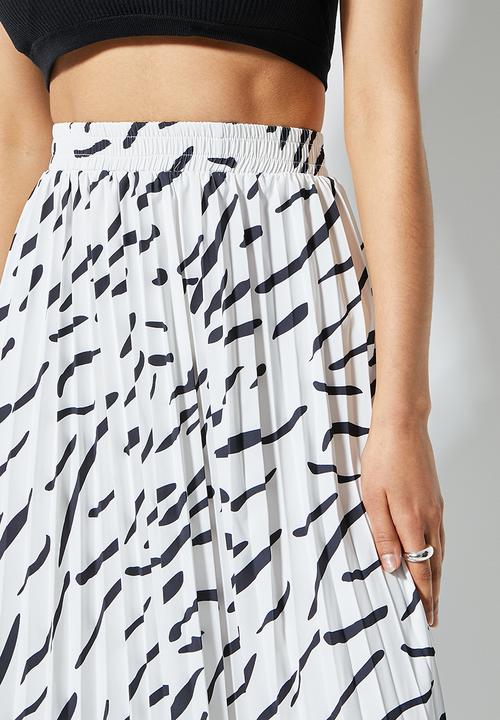 Superbalist - Long midi pleated skirt - white & black 