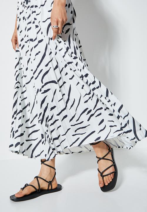 Superbalist - Long midi pleated skirt - white & black 