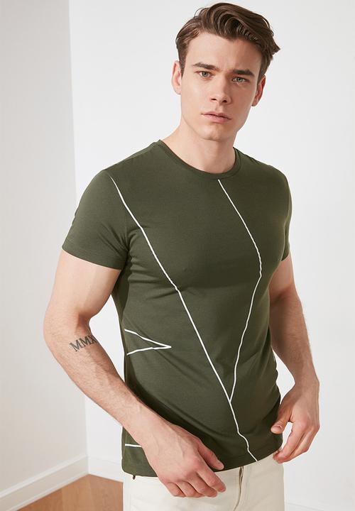 Trendyol - Patterned short sleeve tee - olive
