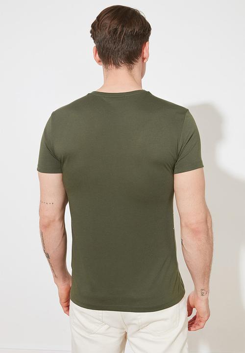 Trendyol - Patterned short sleeve tee - olive