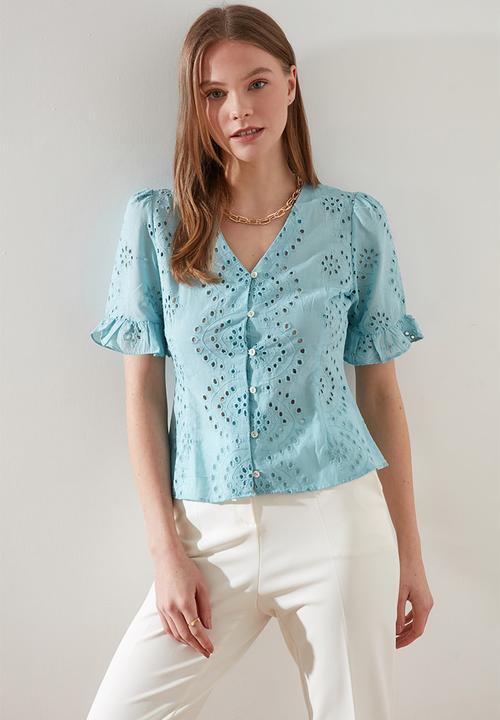Trendyol - Embroidered shirt - mint