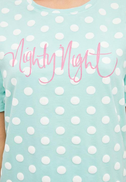 Trendyol - Polka dot knitted pajamas set - blue