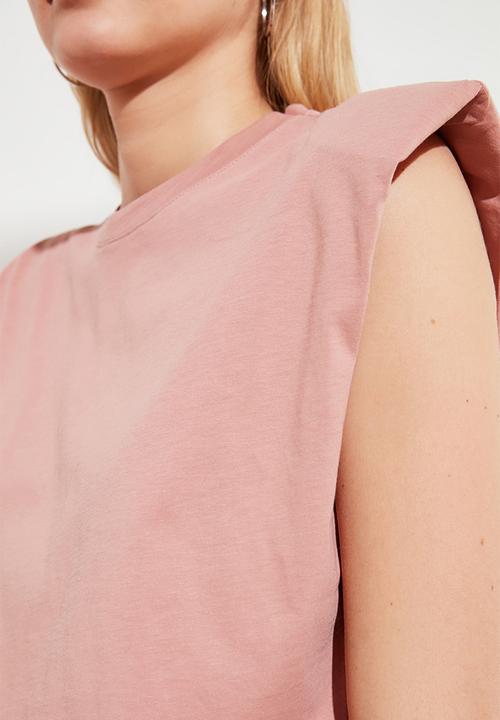 Trendyol - Wadding basic knitted t-shirt - rose