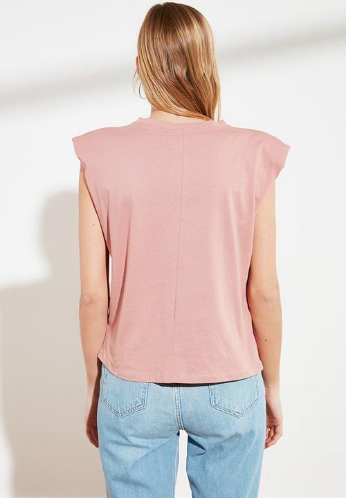 Trendyol - Wadding basic knitted t-shirt - rose