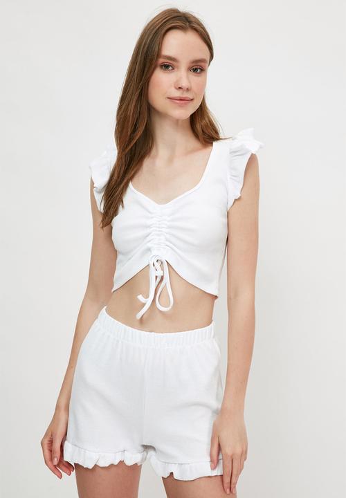 Trendyol - Knitted pajamas set - white