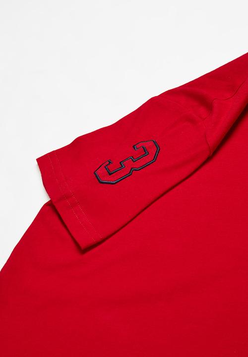POLO - Boys james numerical v neck tee - red