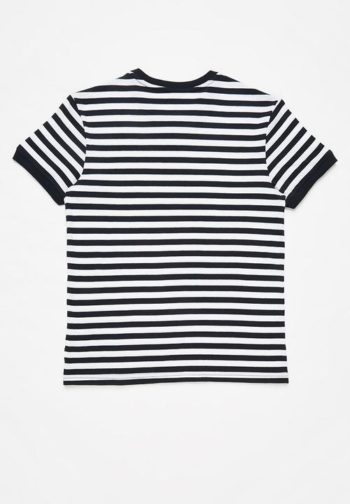 POLO - Boys logan printed striped tee - navy & white