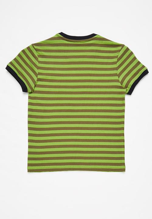 POLO - Boys logan printed striped tee - green & brown