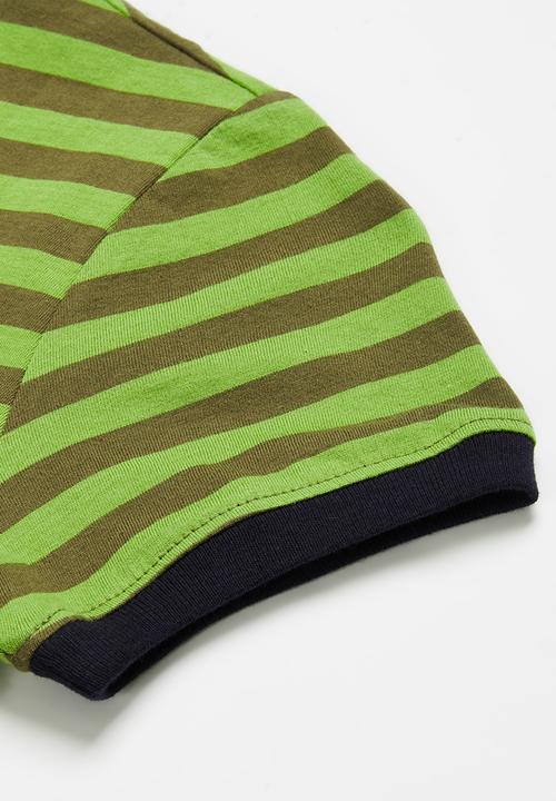POLO - Boys logan printed striped tee - green & brown